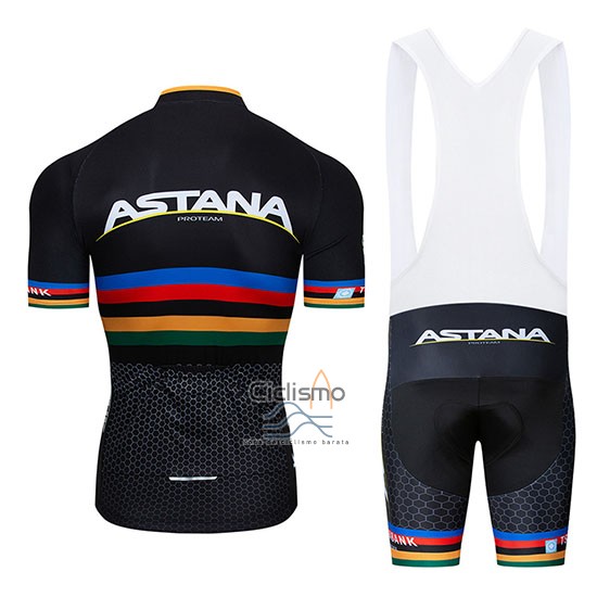 Uci Mondo Campione Movistar Ropa Ciclismo Culotte Corto 2019 Hombre Mangas Cortas Negro Blanco